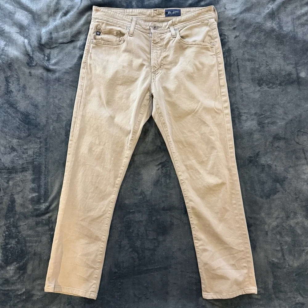 AG Adriano Goldschmied Everett Pants Mens 31x28 Khaki Slim Straight Stretch